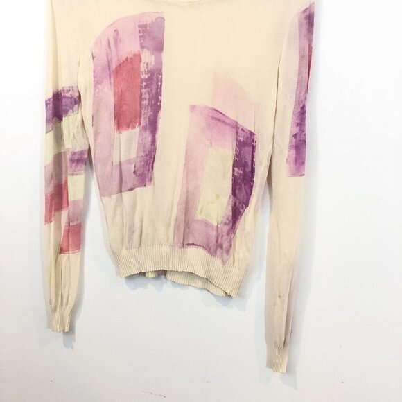 Liviana Conti Womens Abstract Print Long-Sleeve Sheer Sweater Top Size M READ - Picture 5 of 9